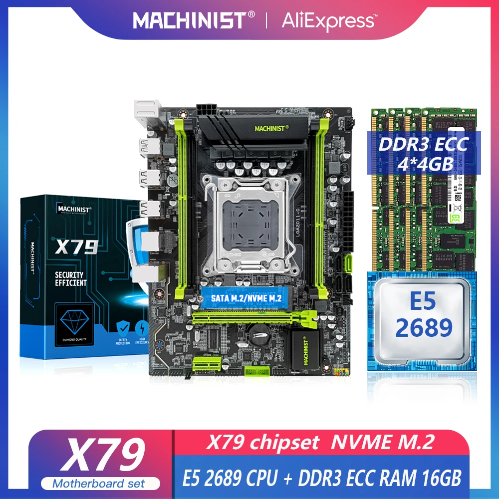 MACHINIST X79 Kit материнская плата LGA 2011 набор с процессором Xeon E5 2689 16 ГБ = 4G * 4 DDR3 ECC RAM SATA