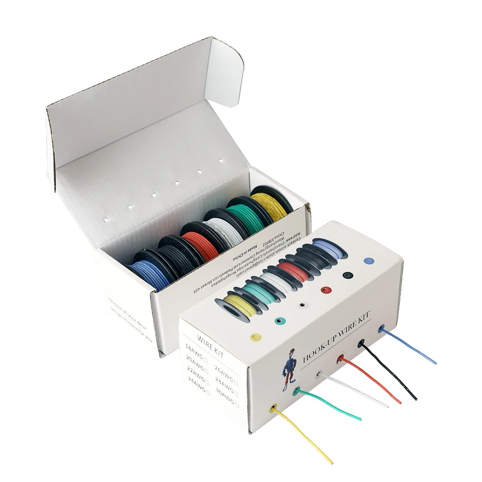 42m/box 137ft Hook-up Stranded Wire 22 AWG UL3132 Flexible Silicone Wire Rubber Insulated Tinned Copper 300V 6 Colors 7m/color
42m/box 137ft Hook-up Stranded Wire 22 AWG UL3132 Flexible Silicone Wire Rubber Insulated Tinned Copper 300V 6 Colors 7m/color