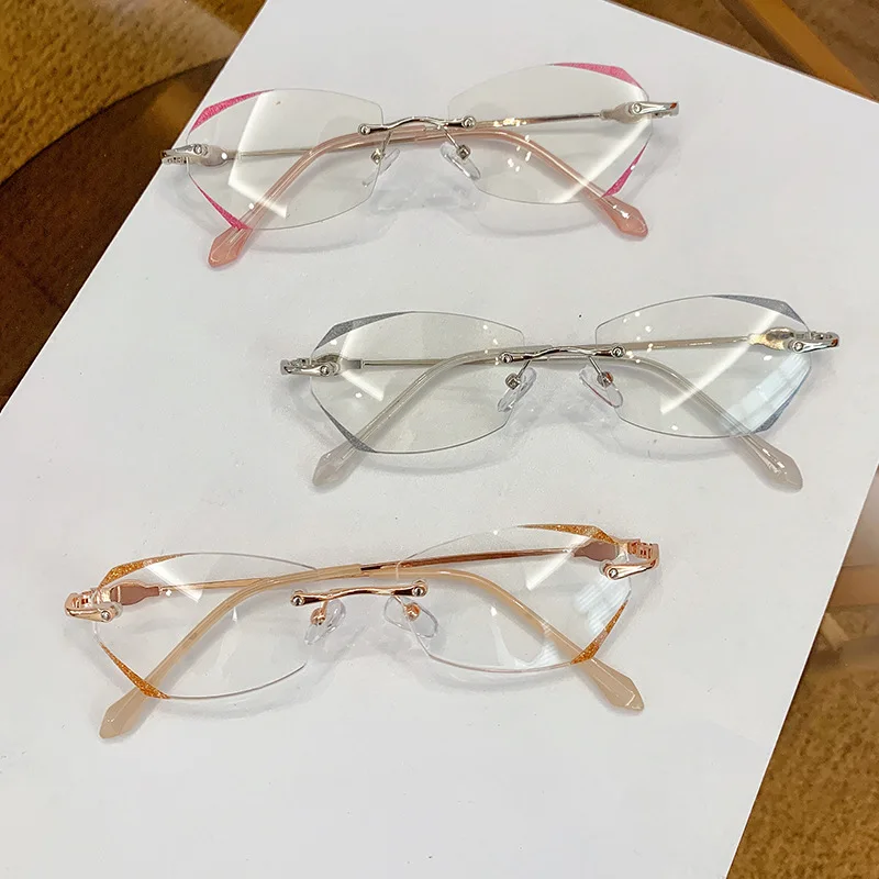 Irregular Frameless Myopia Glasses Women Finished Anti Blue Light Eyeglasses Women's Flash Edge Trimming Flat Glasses Frame
Irregular Frameless Myopia Glasses Women Finished Anti Blue Light Eyeglasses Women's Flash Edge Trimming Flat Glasses Frame