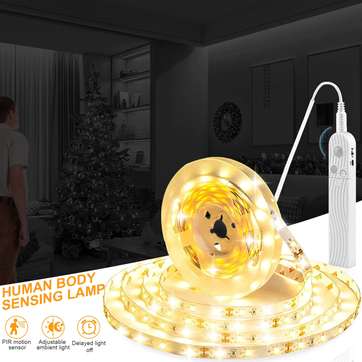 5M PIR LED Strip Motion Sensor LED Kitchen Cabinet Light Tape Battery LED Flexible Strip Light Bedroom Night Lamp 5V Closet Lamp
5M PIR LED Strip Motion Sensor LED Kitchen Cabinet Light Tape Battery LED Flexible Strip Light Bedroom Night Lamp 5V Closet Lamp