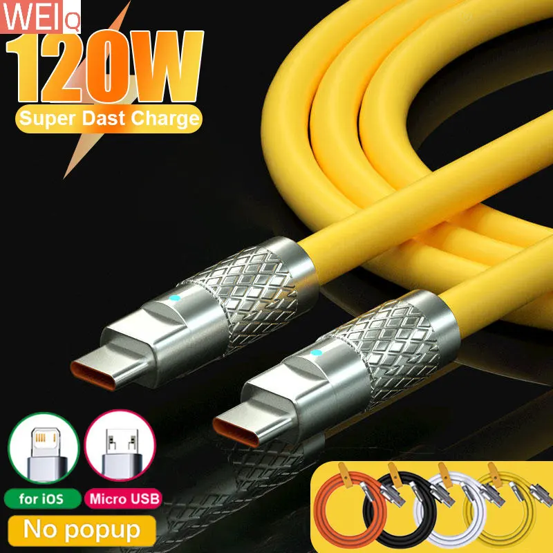 120W 6A Super Fast Charge Type-C Liquid Silicone Cable Quick Charge USB Cable For iPhone Xiaomi Huawei Samsung Pixel Data Line
120W 6A Super Fast Charge Type-C Liquid Silicone Cable Quick Charge USB Cable For iPhone Xiaomi Huawei Samsung Pixel Data Line