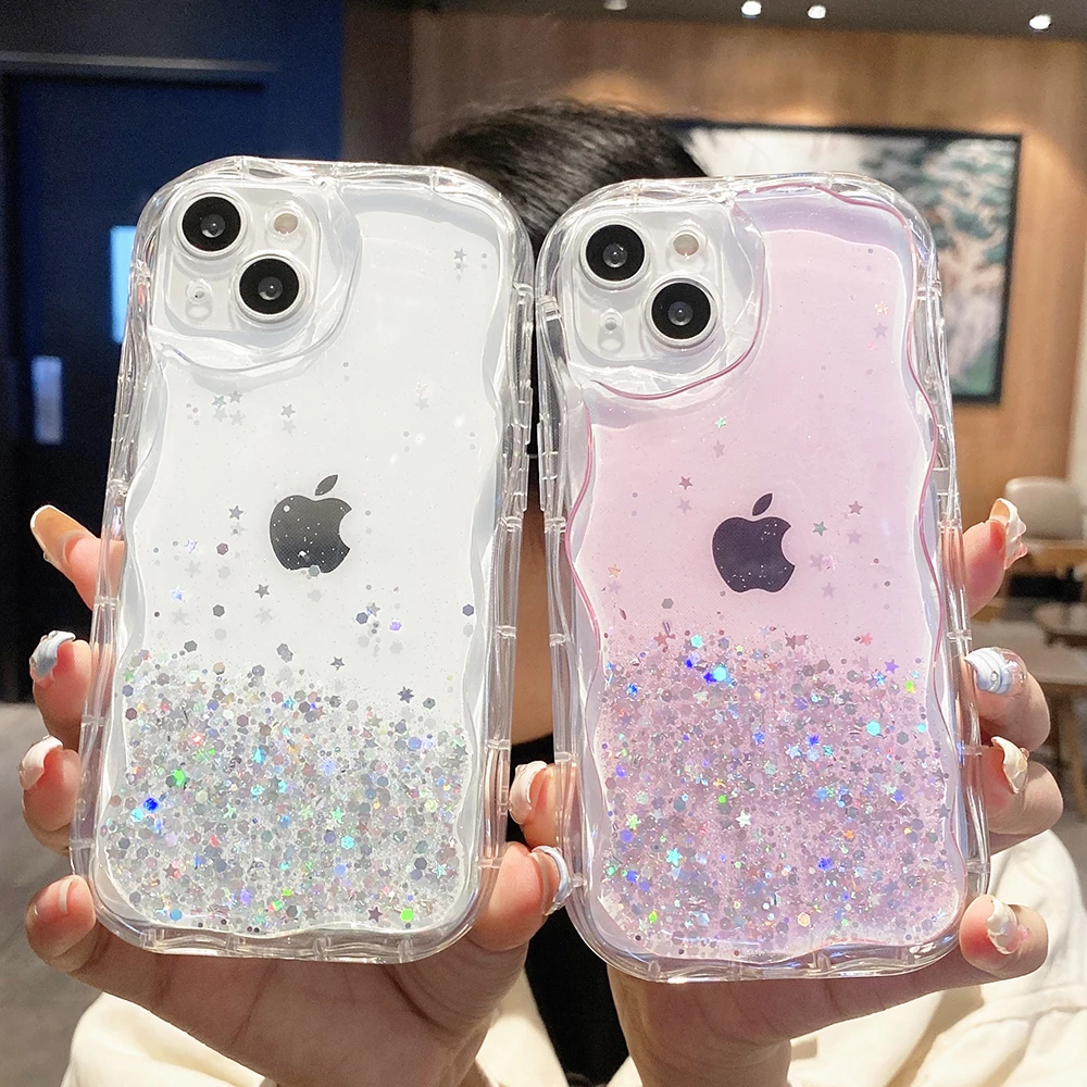 Wavy Border Glitter Clear Silicone Phone Case For iPhone 11 12 13 Mini 14 Pro Max X XR XS Max 7 8 6 6s Plus Plain Back Cover
Wavy Border Glitter Clear Silicone Phone Case For iPhone 11 12 13 Mini 14 Pro Max X XR XS Max 7 8 6 6s Plus Plain Back Cover