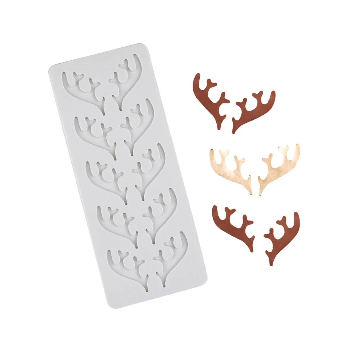 

3D Deer Antler Pastry Silicone Mold DIY Christmas Elk Fudge Chocolate Cake Baking Cookies Decor Tools Clay Plaster Resin Moulds