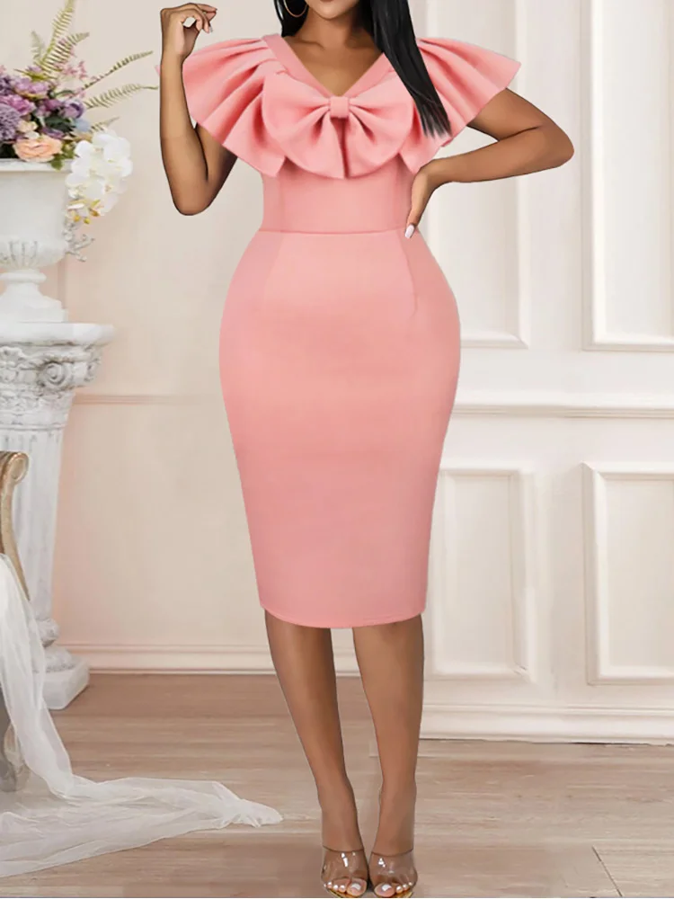 Elegant Butterfly Sleeve Sheath Summer Wome's Dress Sexy Bow V-Neck Bodycon Robe Femme 2022 African Retro Midi Vestido
Elegant Butterfly Sleeve Sheath Summer Wome's Dress Sexy Bow V-Neck Bodycon Robe Femme 2022 African Retro Midi Vestido