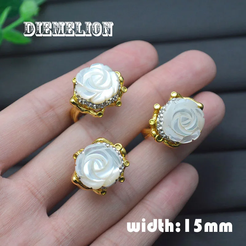 Gold Color Adjustable Natural Mother of Pearl Shell Rose Flowers Rings for Woman Wedding Valentine's Day Engagement Jewelry
Gold Color Adjustable Natural Mother of Pearl Shell Rose Flowers Rings for Woman Wedding Valentine's Day Engagement Jewelry