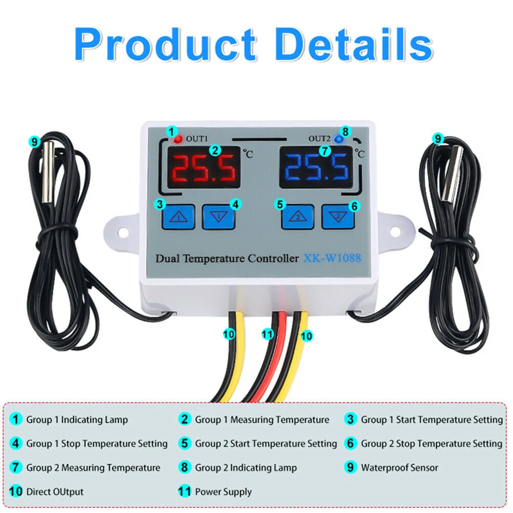 XK-W1088 Thermostat Digital Refresh Rate 0.5S Temperature Reg -50~110°C Display Digital High Accuracy Practical Useful
XK-W1088 Thermostat Digital Refresh Rate 0.5S Temperature Reg -50~110°C Display Digital High Accuracy Practical Useful