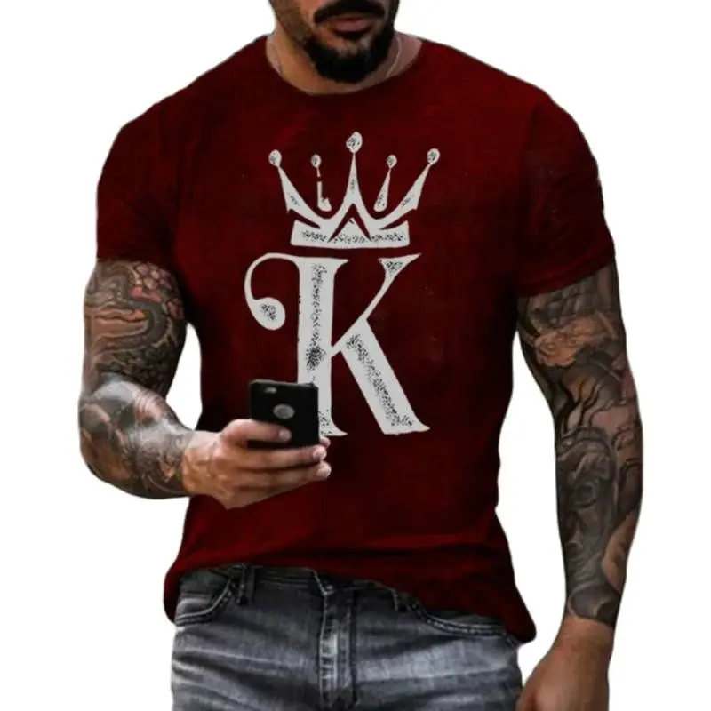 Летняя мужская футболка с 3D принтом покера K модная одежда в европейском и