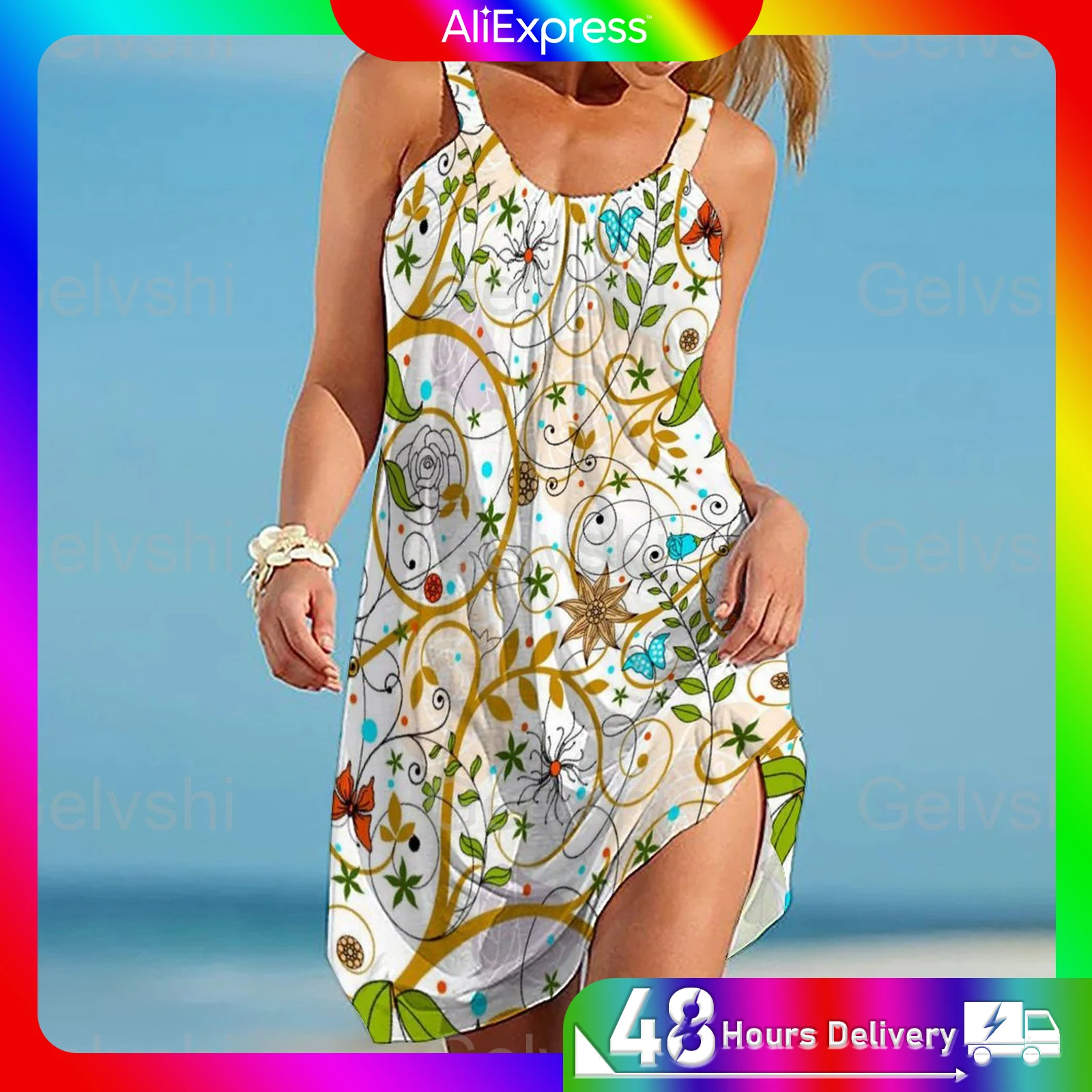 Summer Floral seamless pattern 3D Print Women Beachwear Gradient Halter Sexy Sleeveless Slim Fit Fresh Square Neck Beach Dress
Summer Floral seamless pattern 3D Print Women Beachwear Gradient Halter Sexy Sleeveless Slim Fit Fresh Square Neck Beach Dress