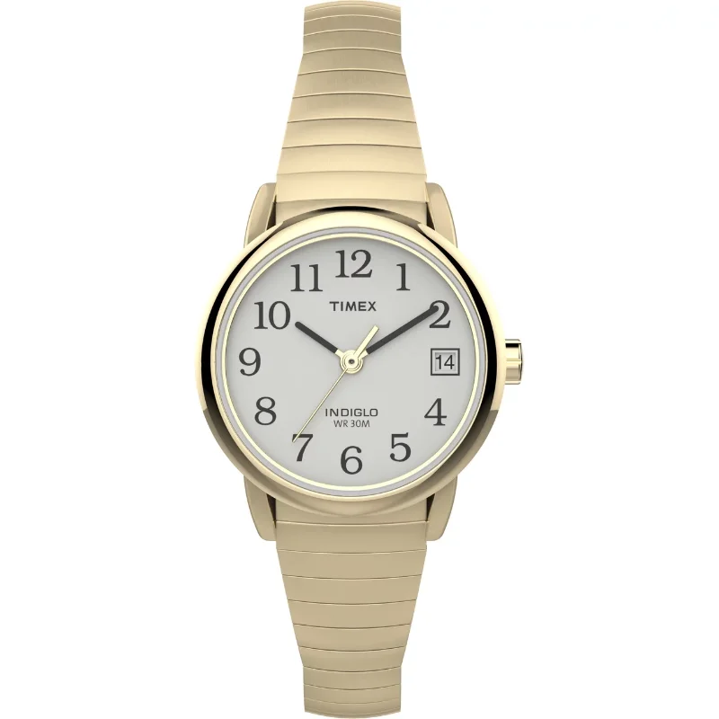 

Timex Women's Easy Reader Date Gold/Silver White 25mm Casual Watch, Tapered Expansion Band