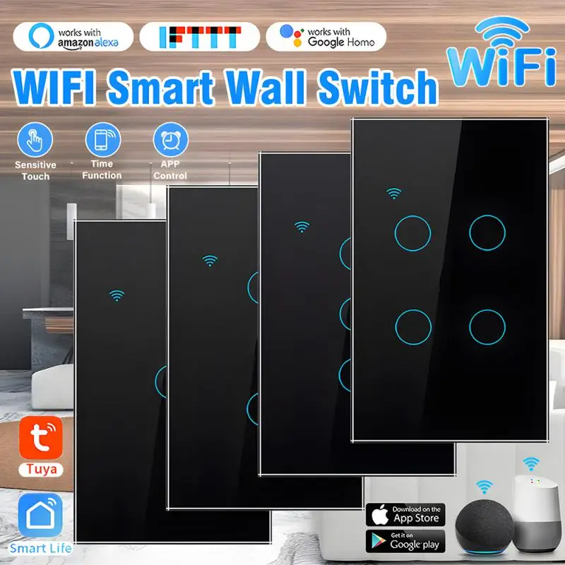 CORUI EU US Tuya WiFi Smart Touch Switch 1~4 Gang Smart Life APP Alexa Google Home Alice Assistant Voice Control Need Neutral
CORUI EU US Tuya WiFi Smart Touch Switch 1~4 Gang Smart Life APP Alexa Google Home Alice Assistant Voice Control Need Neutral