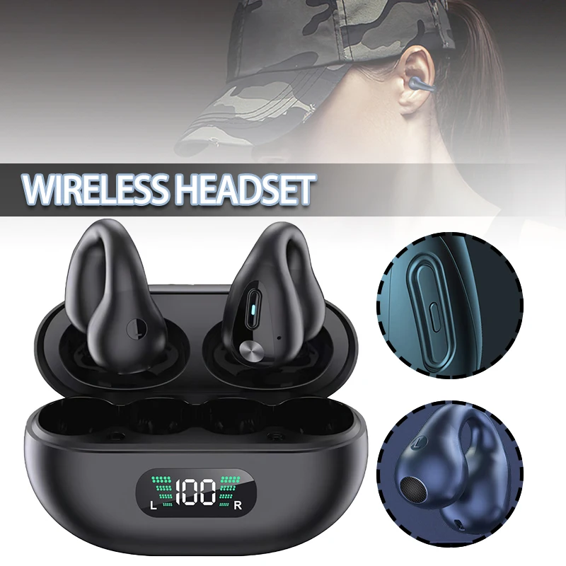 Ear-Clip Bone Conduction Headphones Wireless Open Ear Clip on Sport Earphone High Bandwidth Low Loss Data Transmission Brand New 
Ear-Clip Bone Conduction Headphones Wireless Open Ear Clip on Sport Earphone High Bandwidth Low Loss Data Transmission Brand New