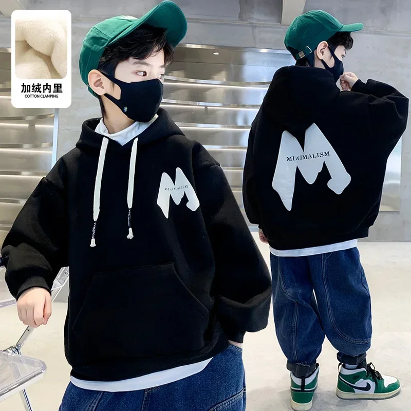 Boys Outerwear 5-14 Years Old Boy's Winter Fleece Letter-Printing Hooded Sweater Thickened Warm Fashion Casual Boy's Clothes 
Boys Outerwear 5-14 Years Old Boy's Winter Fleece Letter-Printing Hooded Sweater Thickened Warm Fashion Casual Boy's Clothes