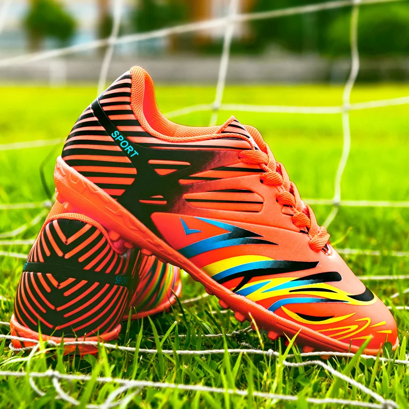 New Orange Printed Kid Indoor Soccer Shoes Cleats Turf Football Boots Boy Green Long Spike Men Football Training Shoes Children
New Orange Printed Kid Indoor Soccer Shoes Cleats Turf Football Boots Boy Green Long Spike Men Football Training Shoes Children