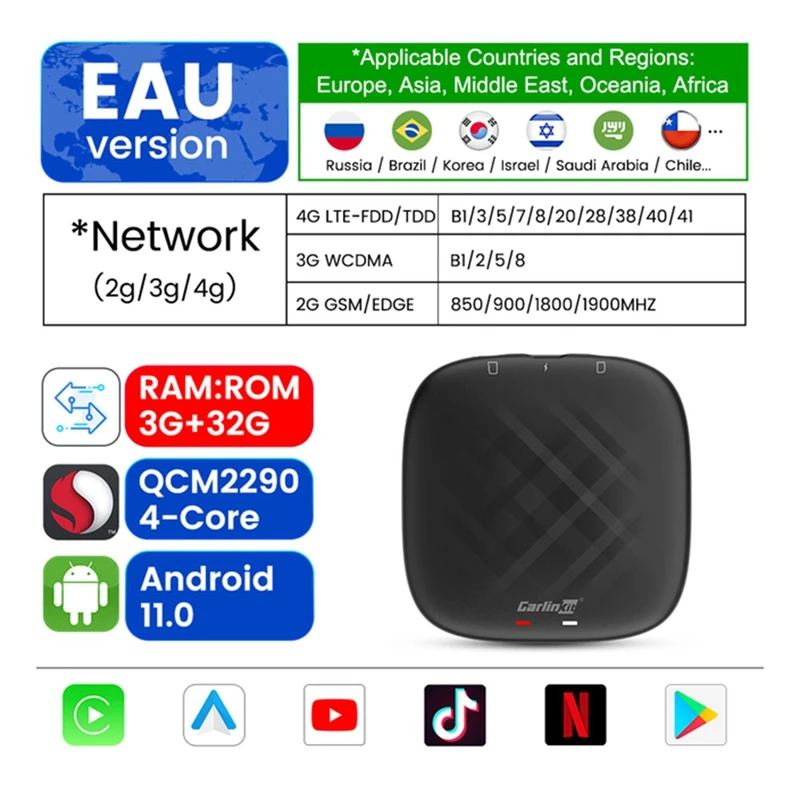 Carlinkit Carplay Ai Box Android 9. 0 3 + 32G Мультимедийный Плеер 4GLTE WIFI аудио GPS навигация Netflix для автомобиля
Carlinkit Carplay Ai Box Android 9. 0 3 + 32G Мультимедийный Плеер 4GLTE WIFI аудио GPS навигация Netflix для автомобиля