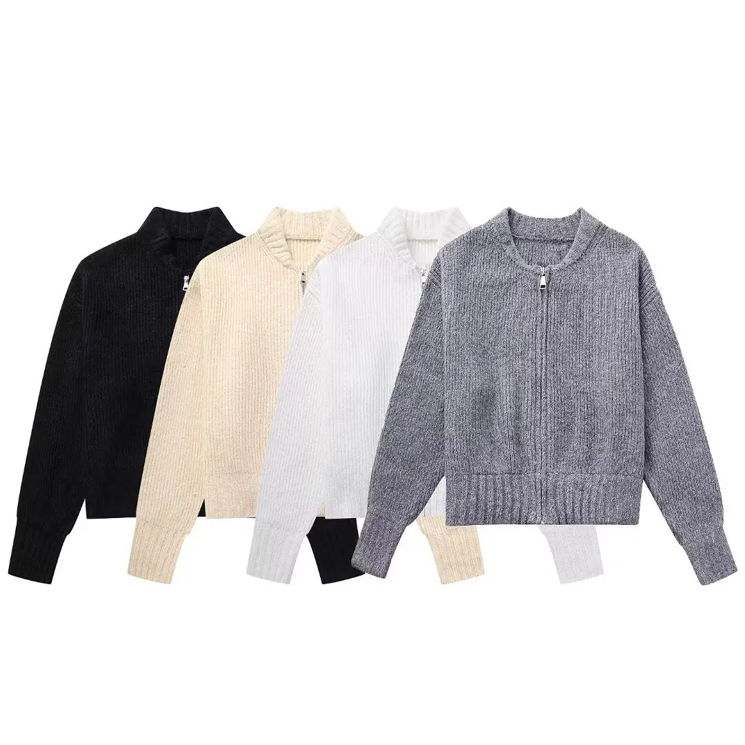 Grey Women Short Zipper Knitted Cardigan Casual O-neck Long Sleeve Slim Sweater Autumn Winter Female Solid Chic Knitwear
Grey Women Short Zipper Knitted Cardigan Casual O-neck Long Sleeve Slim Sweater Autumn Winter Female Solid Chic Knitwear
