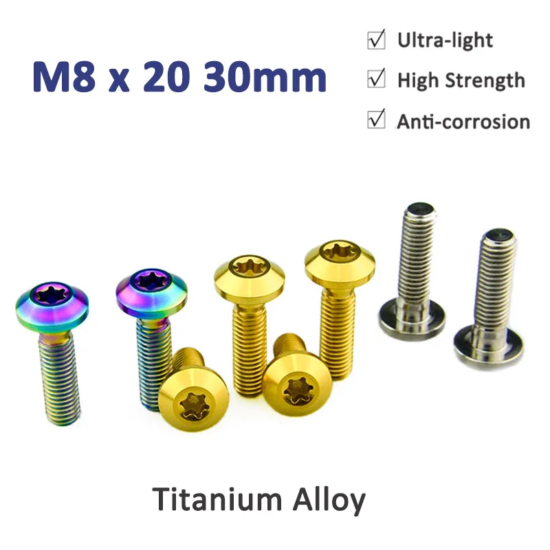 1PCS Titanium Alloy Bolts M8x20mm M8x30mm T40 Torx Disc Brake Disc Fixing Screw GR5 Material Corrosion Resistant No Rusting
1PCS Titanium Alloy Bolts M8x20mm M8x30mm T40 Torx Disc Brake Disc Fixing Screw GR5 Material Corrosion Resistant No Rusting