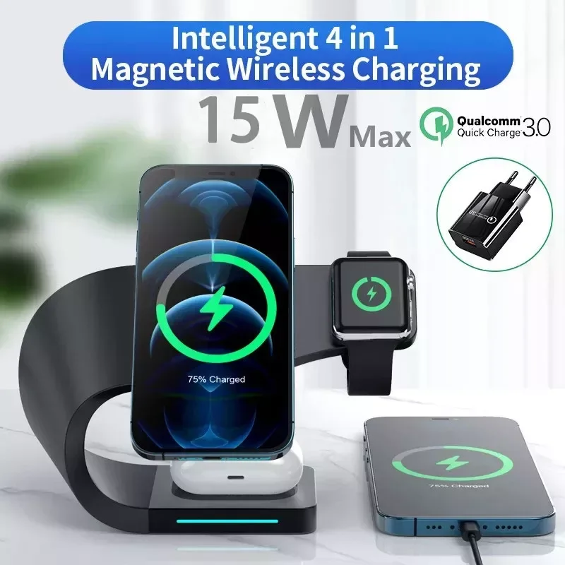 Wireless Charger Stand 12 Pro Max Series 4 in 1 Qi Fast Charging Dock Station for 
Wireless Charger Stand 12 Pro Max Series 4 in 1 Qi Fast Charging Dock Station for