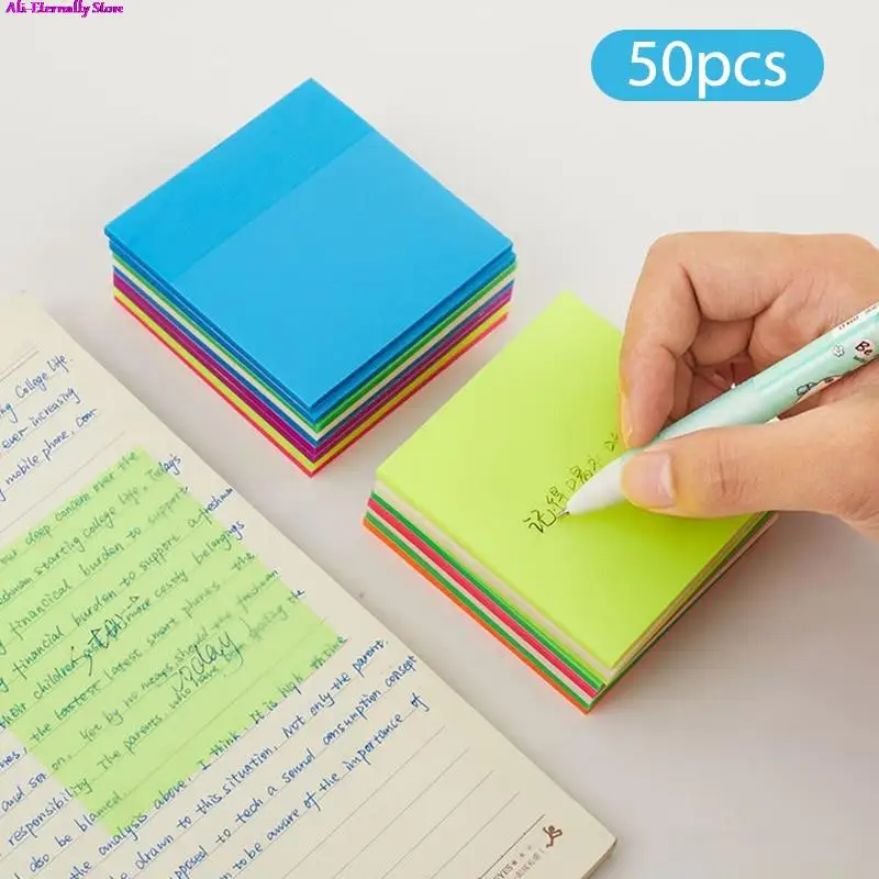 50 sheets Color Transparency Sticky Note Pads Waterproof Self-Adhesive Memo Notepad
50 sheets Color Transparency Sticky Note Pads Waterproof Self-Adhesive Memo Notepad