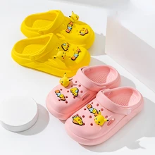17-21CM Pokemon Kids Two Hole Shoes 3D Stereo Cartoon Pikachu Anti Slip Soft Soled Home Slippers Beach Slippers Water Equipment