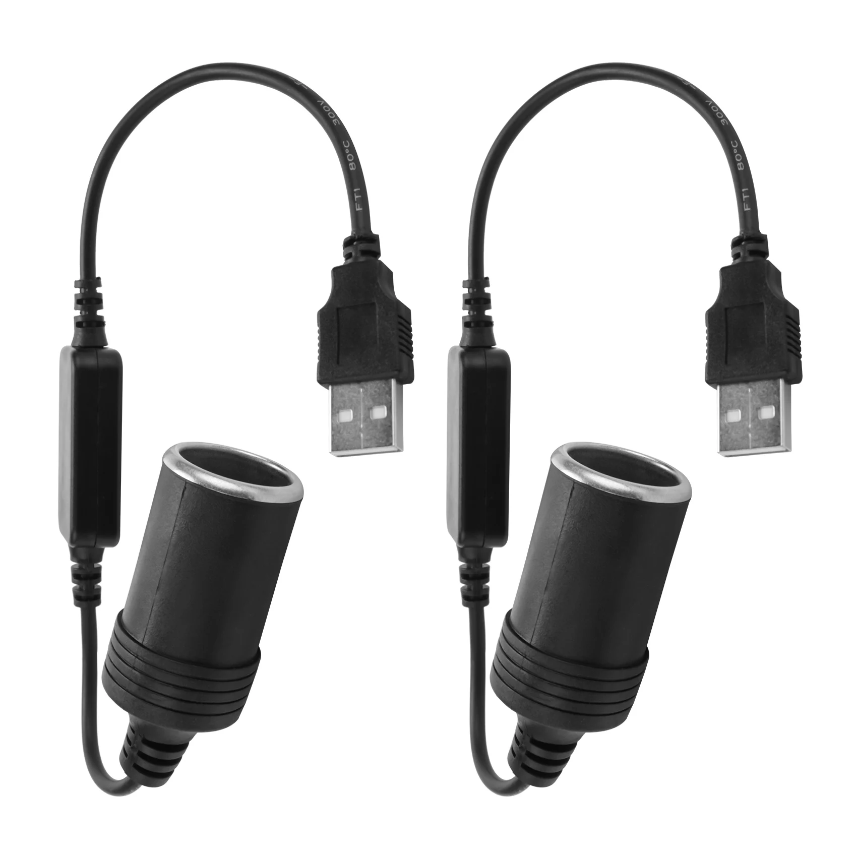 USB A Male to 12V Car Lighter Socket Female Converter Cable 2-Pack
USB A Male to 12V Car Lighter Socket Female Converter Cable 2-Pack