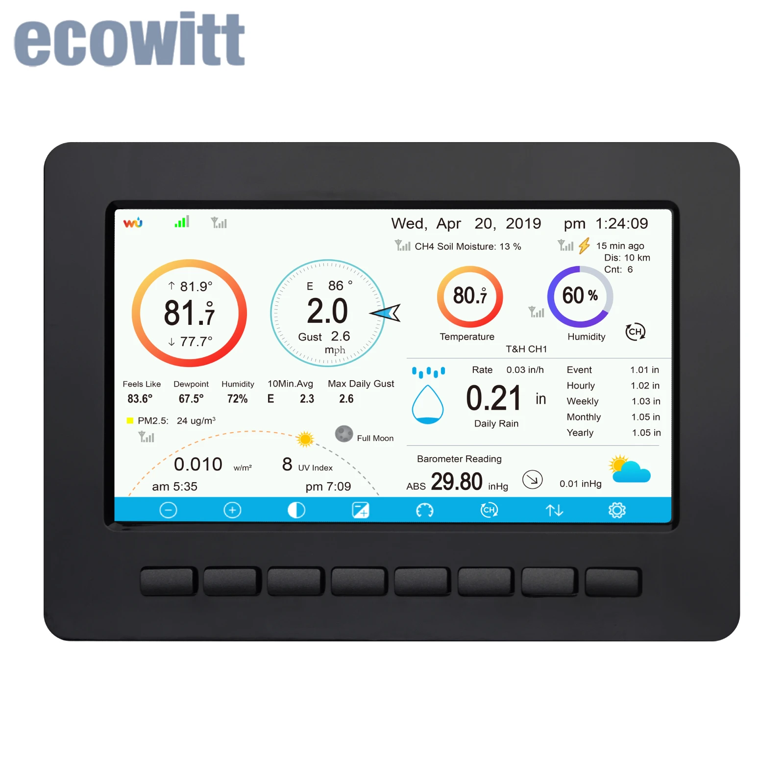 Ecowitt HP2550_C Console Only, 7" TFT Color Display with Backlight, Home Wi-Fi Weather Station Receiver Use with ECOWITT Sensors
Ecowitt HP2550_C Console Only, 7" TFT Color Display with Backlight, Home Wi-Fi Weather Station Receiver Use with ECOWITT Sensors