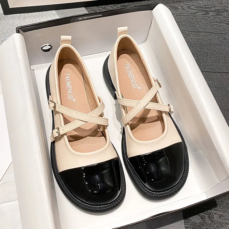 

IPPEUM Mary Janes Women Black Shoes 2023 New In Single Low Chunky Heels Designer Zapatos Mujer Elegantes Con Tacones Bajos