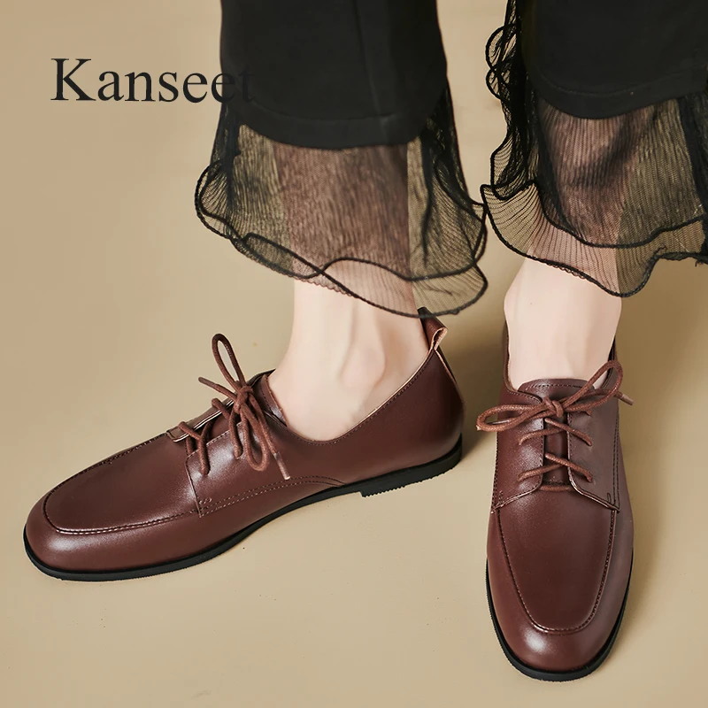 Женская Повседневная обувь Kanseet на плоской подошве, на шнуровке, с круглым носком, лаконичные удобные туфли ручной работы из натуральной кожи для женщин, Новинка осени 2023
Женская Повседневная обувь Kanseet на плоской подошве, на шнуровке, с круглым носком, лаконичные удобные туфли ручной работы из натуральной кожи для женщин, Новинка осени 2023