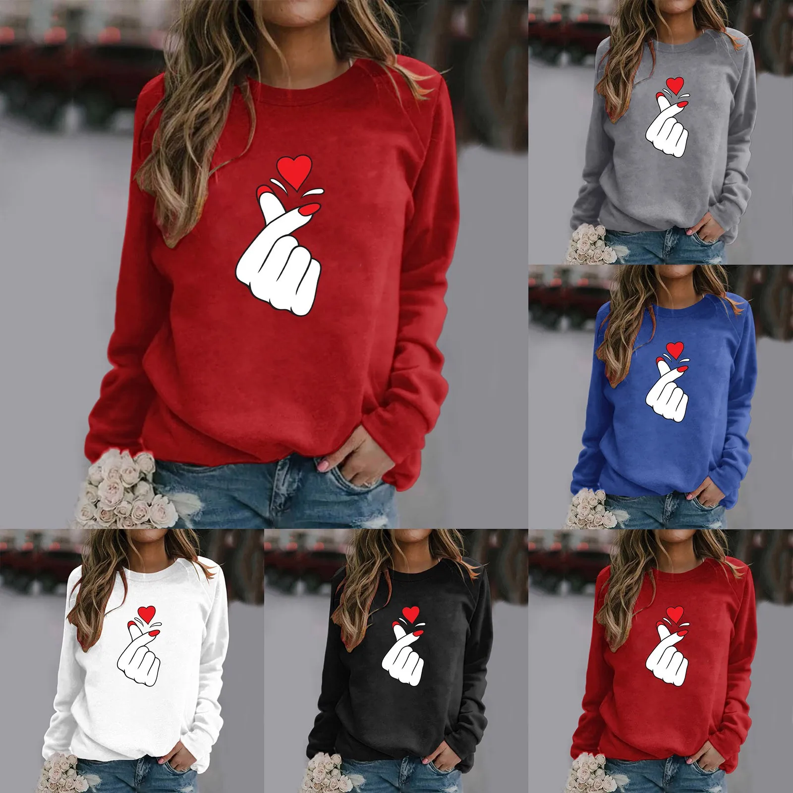 Thumb Shirt Valentine's Day Women's Sweatshirt Crew Neck Cute Pattern Print Long Sleeve Casual Tops Athletic Wear Women
Thumb Shirt Valentine's Day Women's Sweatshirt Crew Neck Cute Pattern Print Long Sleeve Casual Tops Athletic Wear Women
