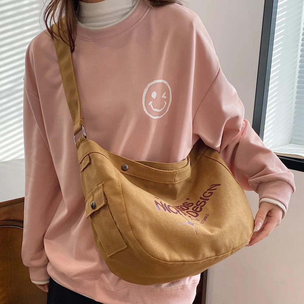 Canvas Shoulder Bag Large Capacity Women Messenger Bag Soft Letter Printed Fashion Simple Casual Female Shopping Tote for Travel
Canvas Shoulder Bag Large Capacity Women Messenger Bag Soft Letter Printed Fashion Simple Casual Female Shopping Tote for Travel