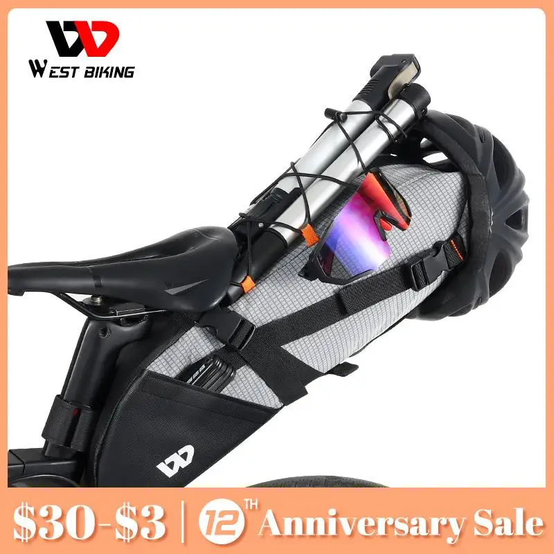 WEST BIKING Waterproof Bicycle Saddle Bag 10L Large Capacity Foldable Bike Rear Bag Cycling MTB Trunk Pannier Bicycle Travel Bag 
WEST BIKING Waterproof Bicycle Saddle Bag 10L Large Capacity Foldable Bike Rear Bag Cycling MTB Trunk Pannier Bicycle Travel Bag