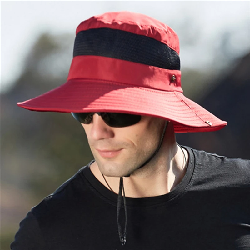 Men Bucket Hat Summer UV Protection Anti Sun Hats Outdoor Fishing Climbing Hiking Panama Cap Breathable Fisherman Hat Drawstring
Men Bucket Hat Summer UV Protection Anti Sun Hats Outdoor Fishing Climbing Hiking Panama Cap Breathable Fisherman Hat Drawstring