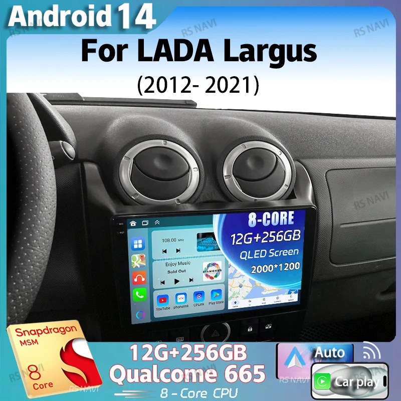 Android 14 для LADA Largus 2012-2021 2K QLED Автомобильный радиоприемник Мультимедийный