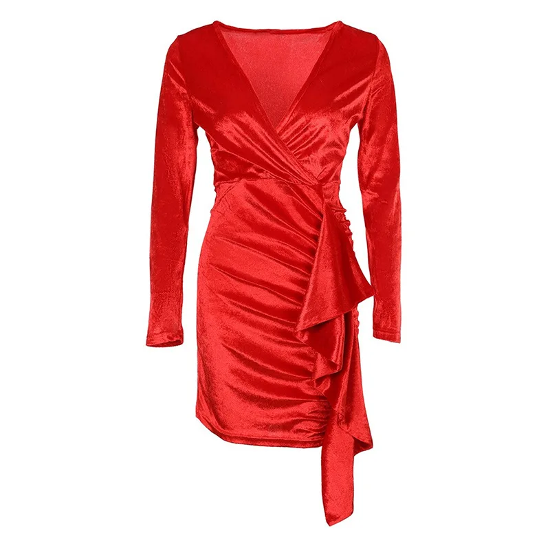 Женское весенне-осеннее однотонное платье с длинным рукавом и V-образным вырезом
Женское весенне-осеннее однотонное платье с длинным рукавом и V-образным вырезом