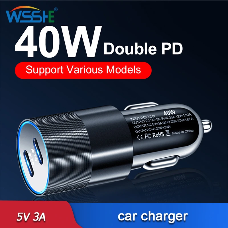 40W PD Car Charger Type C Dual Port Fast Charging QC 3.0 Mobile Phone Adapter For Iphone 11 12 13 Pro Max Samsung Xiaomi Apple
40W PD Car Charger Type C Dual Port Fast Charging QC 3.0 Mobile Phone Adapter For Iphone 11 12 13 Pro Max Samsung Xiaomi Apple
