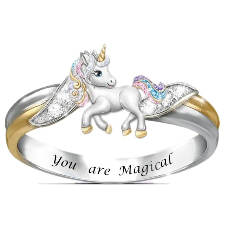 Ring for Women Cute Unicorn Ring Plating Ring European and American Fashion Diamond Necklace Bagye Acier Inoxydable Femme
Ring for Women Cute Unicorn Ring Plating Ring European and American Fashion Diamond Necklace Bagye Acier Inoxydable Femme