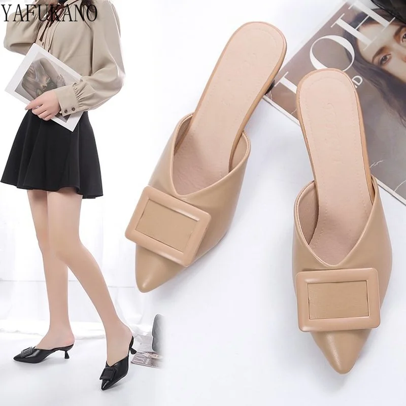 Fashion Stiletto Square Buckle Half Slippers Summer Outdoor Trendy Soft Leather Cozy High Heels Pointed Mules Slides 2022 Pumps
Fashion Stiletto Square Buckle Half Slippers Summer Outdoor Trendy Soft Leather Cozy High Heels Pointed Mules Slides 2022 Pumps