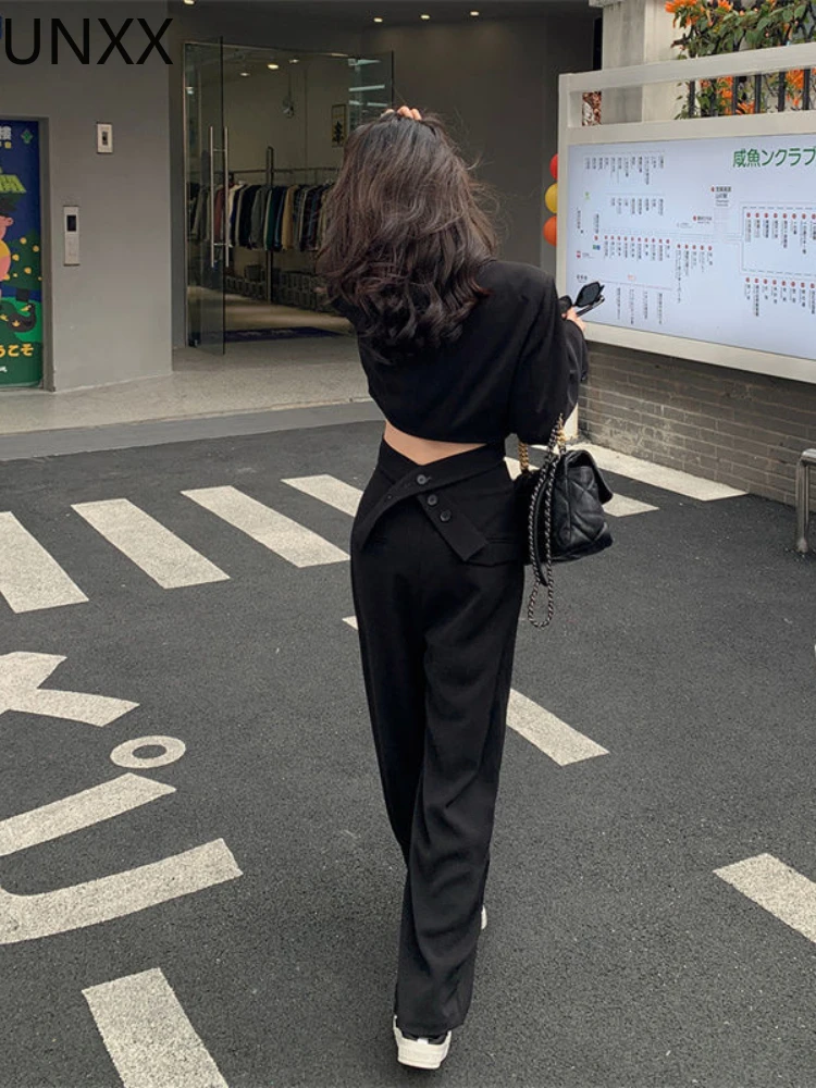 UNXX High Quality Autumn Korean Fashion Casual Trousers 2 Piece Set Women Sexy Crop Top Blazer Coat + High Waist Wide Pant Suits
UNXX High Quality Autumn Korean Fashion Casual Trousers 2 Piece Set Women Sexy Crop Top Blazer Coat + High Waist Wide Pant Suits