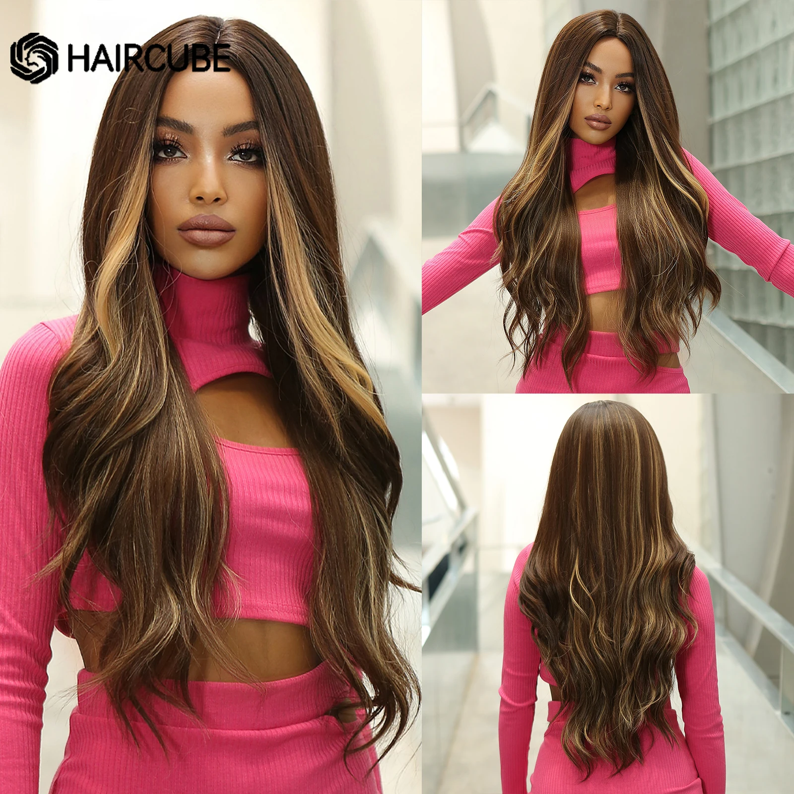 HAIRCUBE Brown Natural Blonde Highlight Synthetic Wigs Long Wavy Wigs for Black Women Middle Part Party Daily Heat Resistant Wig
HAIRCUBE Brown Natural Blonde Highlight Synthetic Wigs Long Wavy Wigs for Black Women Middle Part Party Daily Heat Resistant Wig