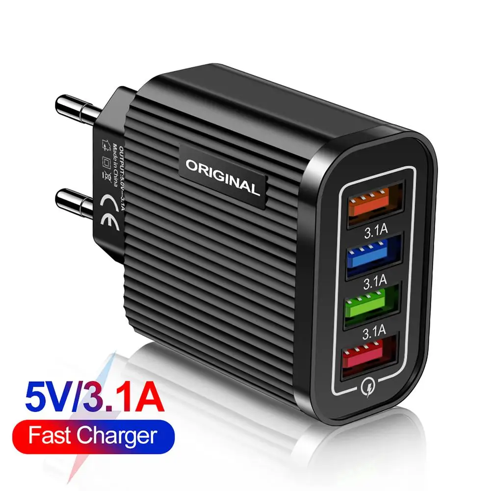 Зарядное устройство с 4 Usb-портами и светодиодной светильник кой, 5 В/3 А 
Зарядное устройство с 4 Usb-портами и светодиодной светильник кой, 5 В/3 А