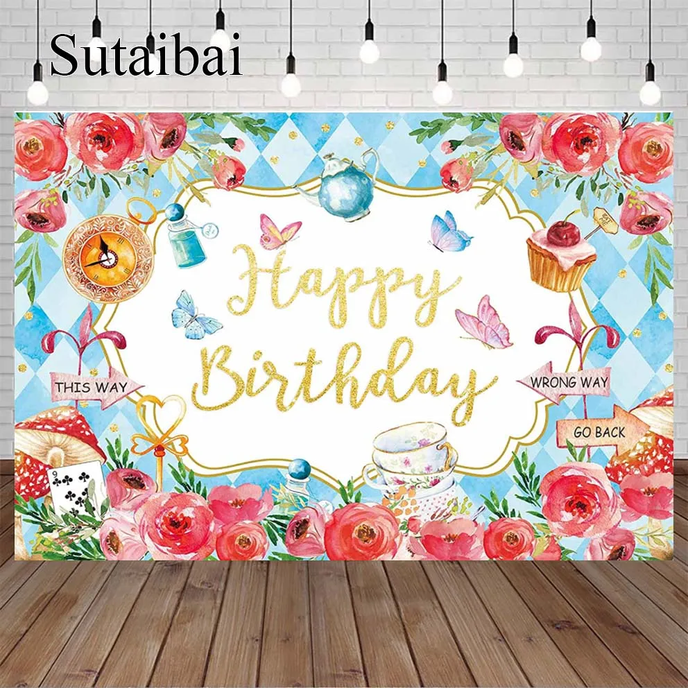 Wonderland Birthday Backdrop for Girl Kids Tea Party Banner Butterfly Red Rose Teapot Playing Cards Decoration Background
Wonderland Birthday Backdrop for Girl Kids Tea Party Banner Butterfly Red Rose Teapot Playing Cards Decoration Background