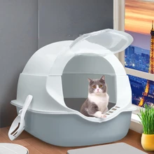 Convenient Big Cat Bedpans Villa Sandbox Toilet Enclosed Cat Bedpans Leak Proof Kuweta Dla Kota Litter Box Furniture YY50CB