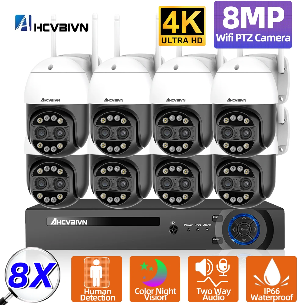 8X Zoom 4K Wifi PTZ IP Camera with 8CH 8MP POE NVR System Color Night Vision 2 Way Audio CCTV Security Surveillance Camera Kit
8X Zoom 4K Wifi PTZ IP Camera with 8CH 8MP POE NVR System Color Night Vision 2 Way Audio CCTV Security Surveillance Camera Kit