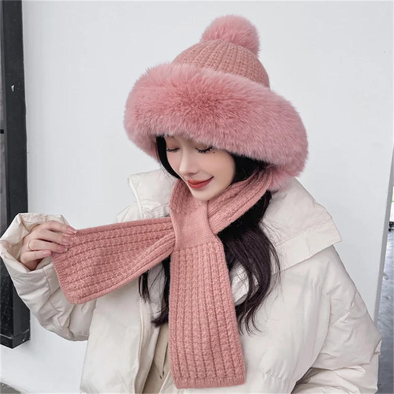 Fur Cap Mask Set Hooded for Women Knitted Cashmere Neck Warm Russia Outdoor Ski Windproof Hat Thick Plush Fluffy Beanies
Fur Cap Mask Set Hooded for Women Knitted Cashmere Neck Warm Russia Outdoor Ski Windproof Hat Thick Plush Fluffy Beanies