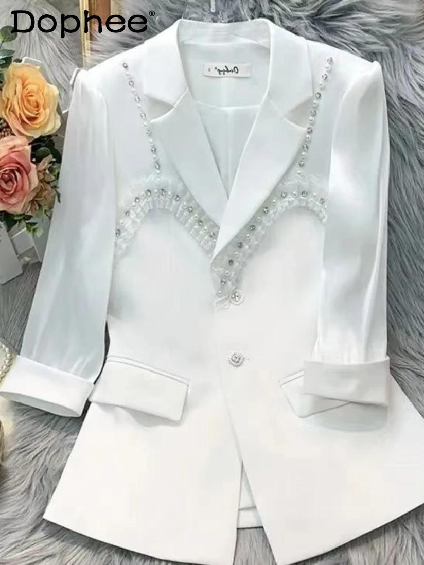 Elegant Business Ol Suit Jacket for Women 2022 Spring Summer New Clothes Heavy Beads Slim Fit 3/4 Sleeves White Blazer Coat Top
Elegant Business Ol Suit Jacket for Women 2022 Spring Summer New Clothes Heavy Beads Slim Fit 3/4 Sleeves White Blazer Coat Top
