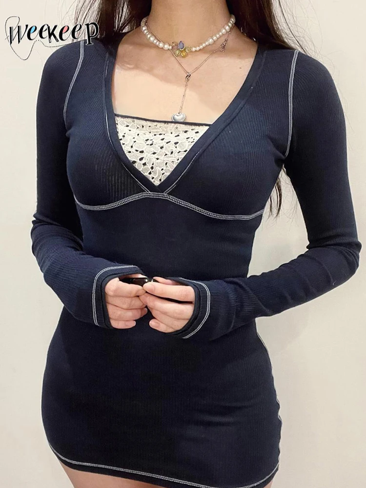 Weekeep Harajuku Stitched T Shirt Vintage Lace Patchwork Full Sleeve Skinny T-shirts for Women Autumn Winter Basic Tees y2k Chic
Weekeep Harajuku Stitched T Shirt Vintage Lace Patchwork Full Sleeve Skinny T-shirts for Women Autumn Winter Basic Tees y2k Chic