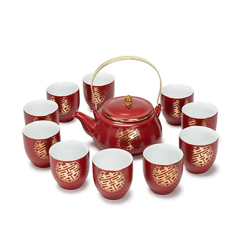 Ceramic Red Wedding Tea Set Newlywed Souvenir Gift Porcelain Chinese Teaware Kettle Teapot Cup Luxury Gift for Best Friend
Ceramic Red Wedding Tea Set Newlywed Souvenir Gift Porcelain Chinese Teaware Kettle Teapot Cup Luxury Gift for Best Friend