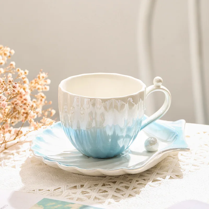 Gradient Pearl Shell Coffee Cup Ceramic Mug Cup and Saucer Set Afternoon Tea Tea Set Household Brithday Christmas Gift
Gradient Pearl Shell Coffee Cup Ceramic Mug Cup and Saucer Set Afternoon Tea Tea Set Household Brithday Christmas Gift