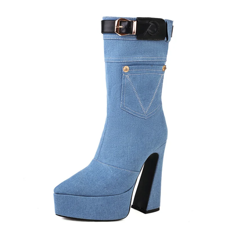 LILYPTUART ZA Platform Boots,Women,Fashion Pointed Toe Shaped Heel Sexy Denim Belt Buckle High Heel Boots, Luxury Designer Shoes
LILYPTUART ZA Platform Boots,Women,Fashion Pointed Toe Shaped Heel Sexy Denim Belt Buckle High Heel Boots, Luxury Designer Shoes