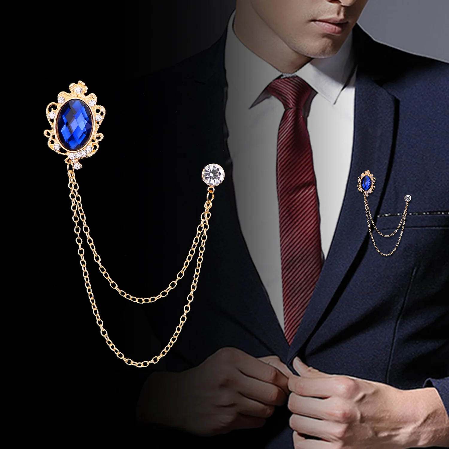 HUISHI Classic Man Gemstone Lapel Pins Collar Chain Enamel Pin Retro Brooches Wedding Banquet Bussiness Accessories Jewelry 2022
HUISHI Classic Man Gemstone Lapel Pins Collar Chain Enamel Pin Retro Brooches Wedding Banquet Bussiness Accessories Jewelry 2022