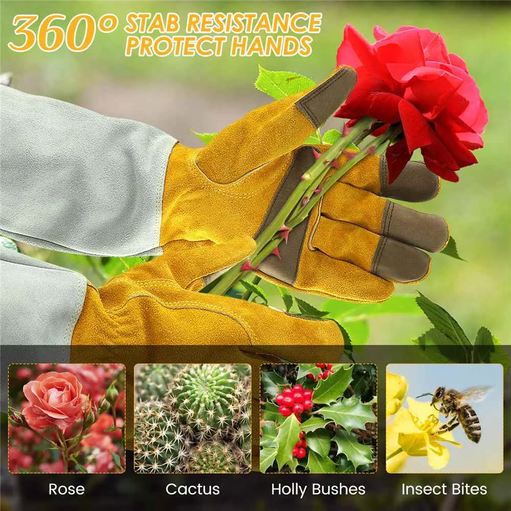 Leather Heavy Duty Gardening Rose Pruning Gauntlet Gloves Thorn Proof Long Sleeve Work Welding Garden Gloves for Men and Women
Leather Heavy Duty Gardening Rose Pruning Gauntlet Gloves Thorn Proof Long Sleeve Work Welding Garden Gloves for Men and Women